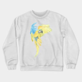 blue and gold macaw - watercolor parrot portrait Crewneck Sweatshirt